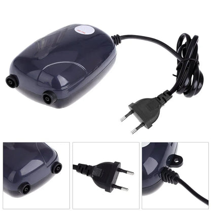 Quiet Fish Tank Air Pump – 3W/5W Aquarium Compressor with Dual Outlet