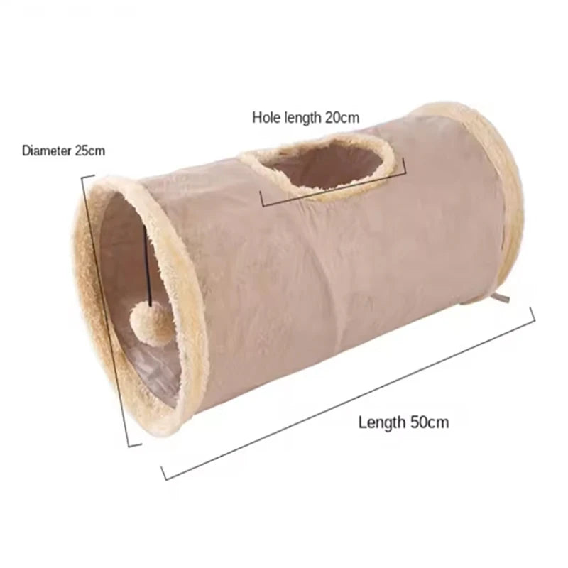 Pet Cat Plush Tunnel Foldable Suede Channel Toy for Self Entertainment and Relaxation Cat Toy Suitable for Cats to Play at Home