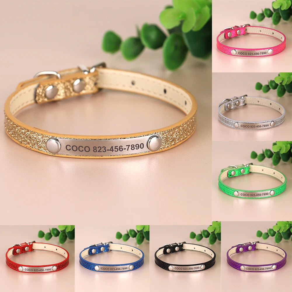 Bling Pet Collar with ID Tag – Personalized Anti-Lost Collar for Cats & Small Dogs