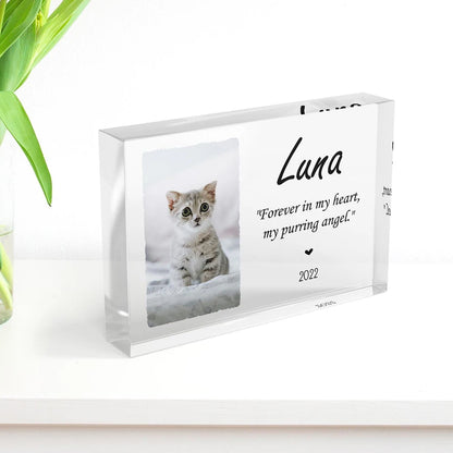 Personalized Cat Memorial Acrylic Block Pet Loss Gift with Photo Custom Pet Tribute Keepsake Cat Remembrance Gift for Owner