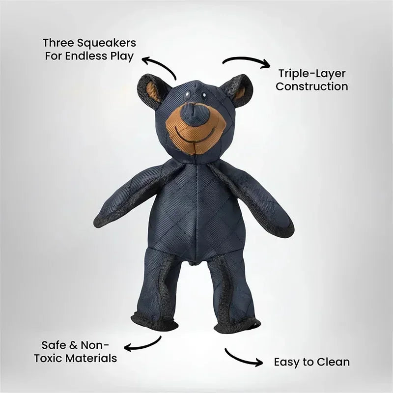 Tough Bear Dog Toy – Durable Squeaky Plush Toy for Aggressive Chewers