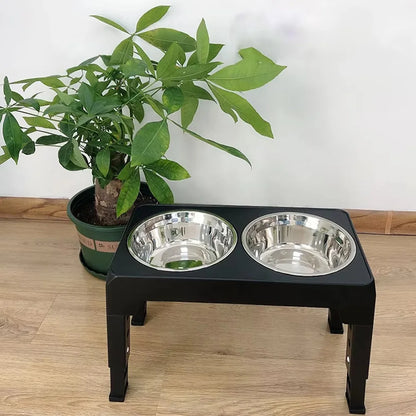 Elevated Dog Feeding Station – Height-Adjustable Stand with Food & Water Bowls