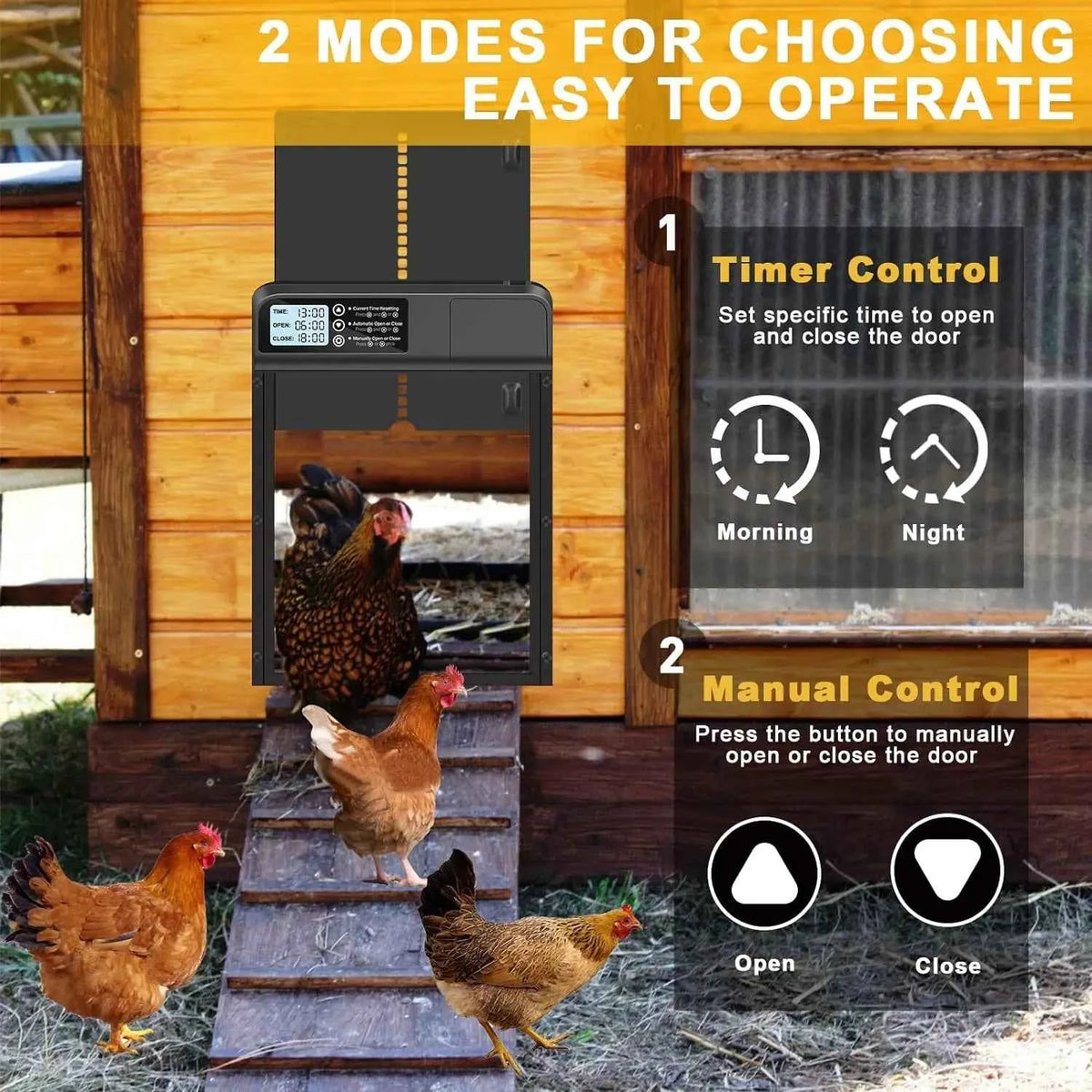 Electric Chicken Coop Door – Automatic Opening & Closing with Built-In Safety Protection