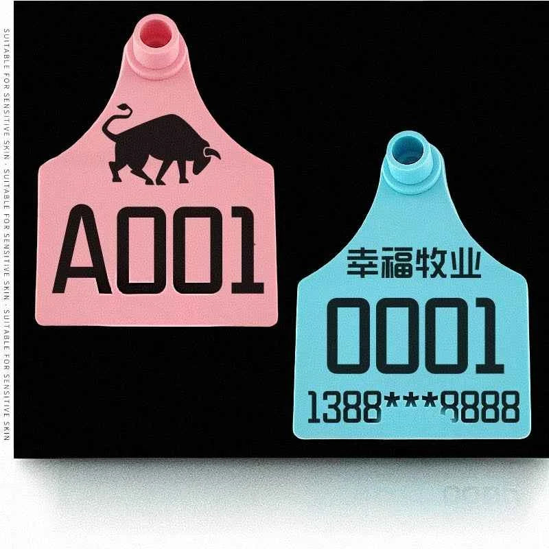 100 Pcs Custom Cattle Ear Tag Laser Printing Farm Name Telephone Number LOGO Pig Cattle Rabbit Farm Animal Ear Tag DIY Custom