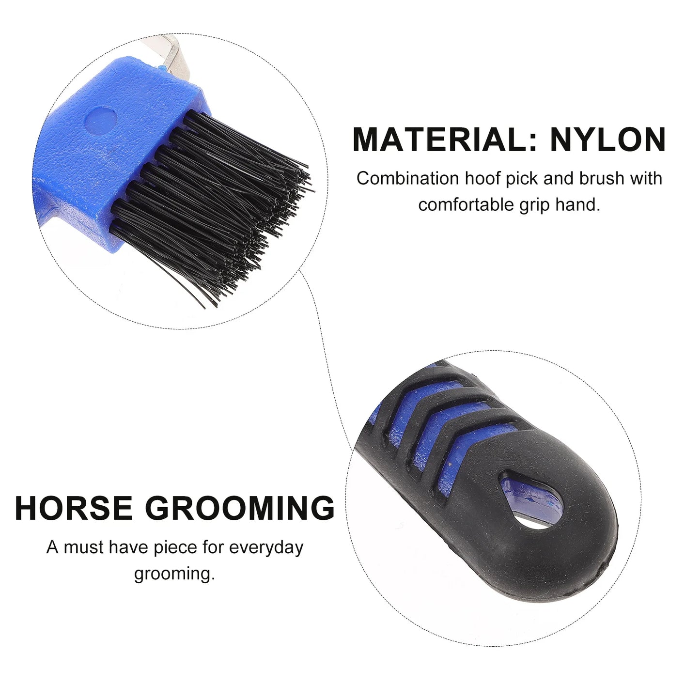 Stainless Steel Hoof With Brush Comfortable Grip Horse Hoof Durable Nylon Bristle Horse Grooming Tools Hoof Cleaning