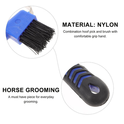 Stainless Steel Hoof With Brush Comfortable Grip Horse Hoof Durable Nylon Bristle Horse Grooming Tools Hoof Cleaning