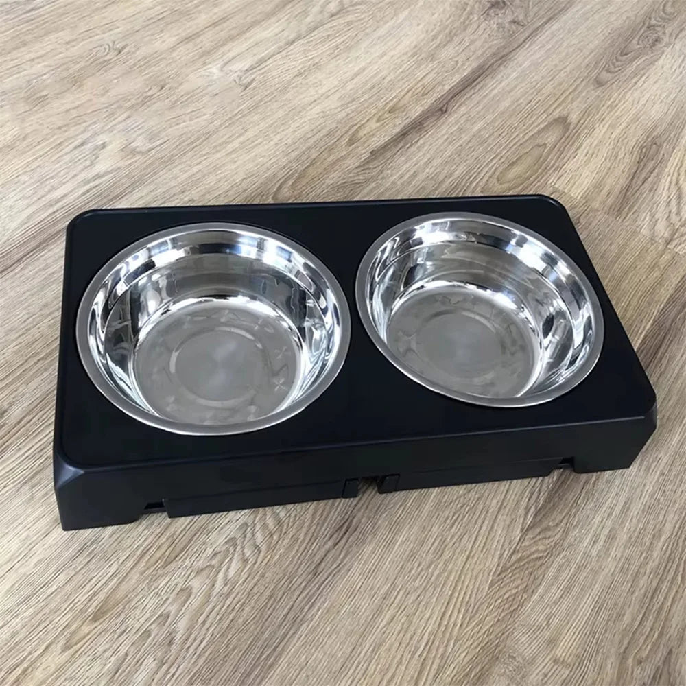 Elevated Dog Feeding Station – Height-Adjustable Stand with Food & Water Bowls
