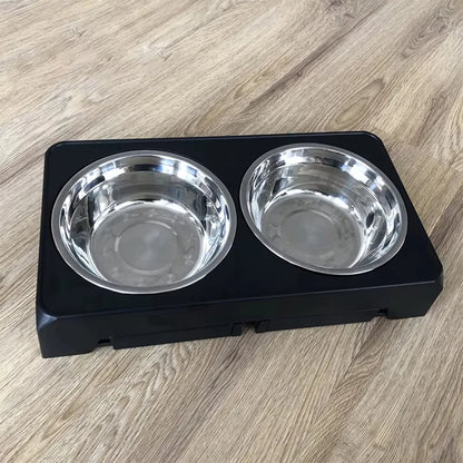 Elevated Dog Feeding Station – Height-Adjustable Stand with Food & Water Bowls
