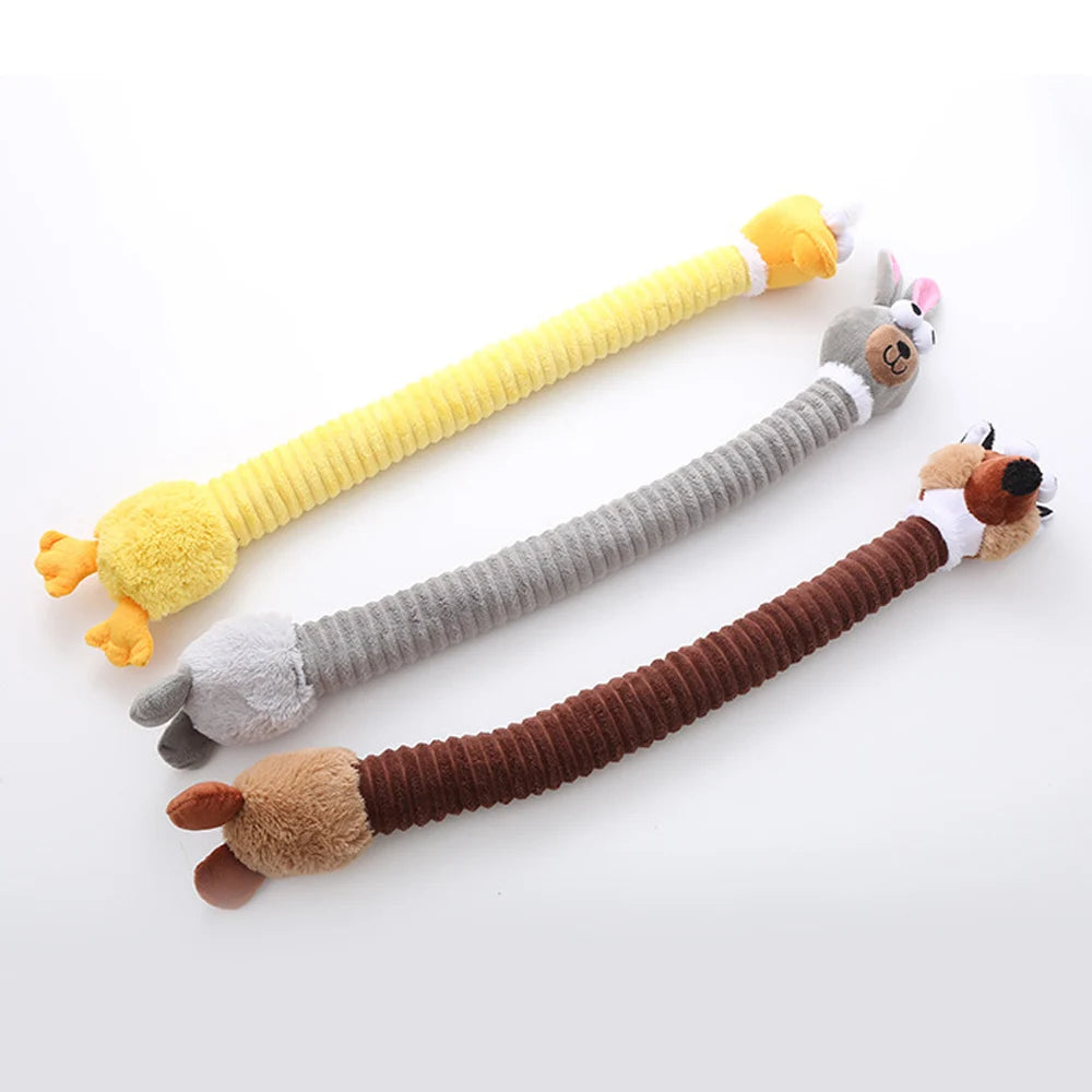 Cartoon Long Neck Small Dog Toy Puppy Duck Rabbit Fox Soft Plush Chew Pet Squeaky Toy