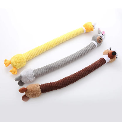 Cartoon Long Neck Small Dog Toy Puppy Duck Rabbit Fox Soft Plush Chew Pet Squeaky Toy