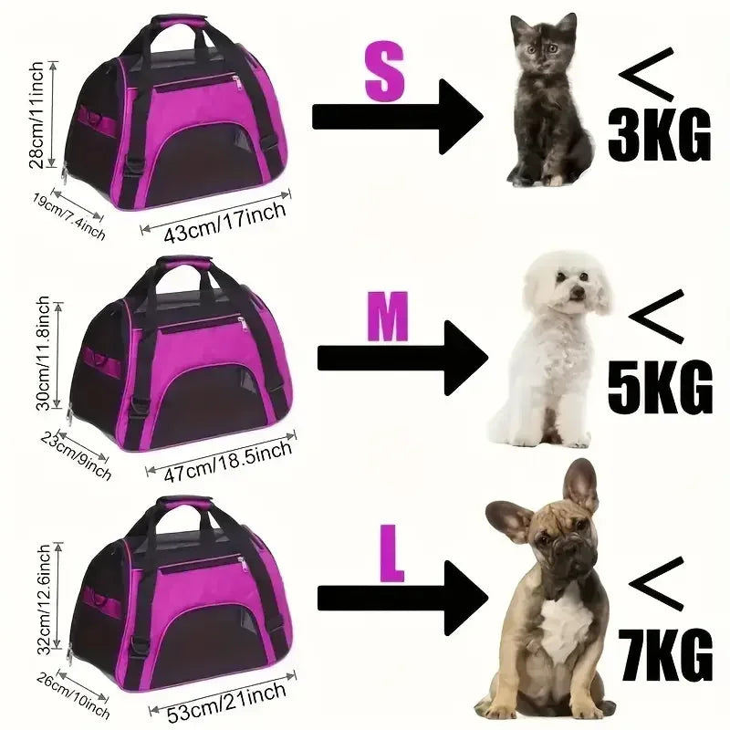 Breathable Mesh Pet Transport Bag for Cats & Small Dogs – Portable Foldable Carrier