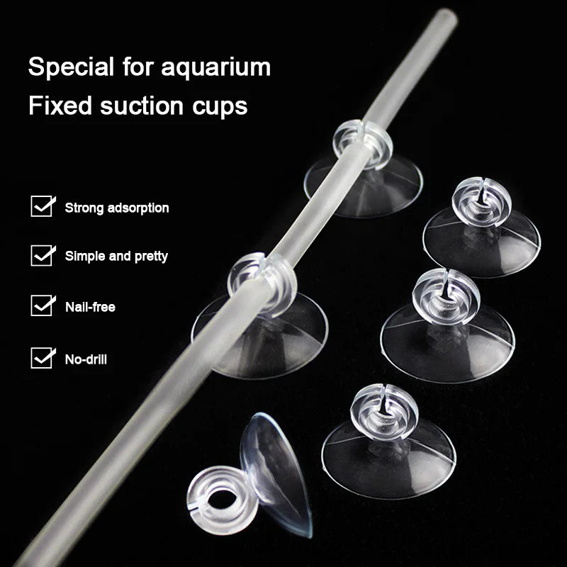 10pcs Transparent Aquarium Suction Cup Holder Fish Tank Sucker for 4/6mm Air Line Pipe Tube Fixed Wire Holder Oxygen Pump Clamp