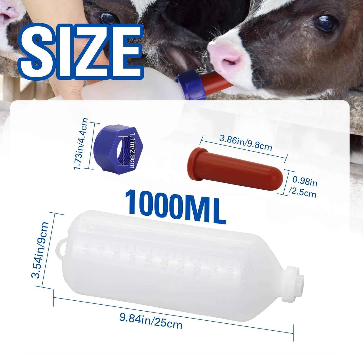 1/2PCS 500ml/1000ml Sheep Lamb Bottle Calf Piglet Feeding Bottle Calf Milk Feeder Bottle with Nipple Farm Animals Feeding