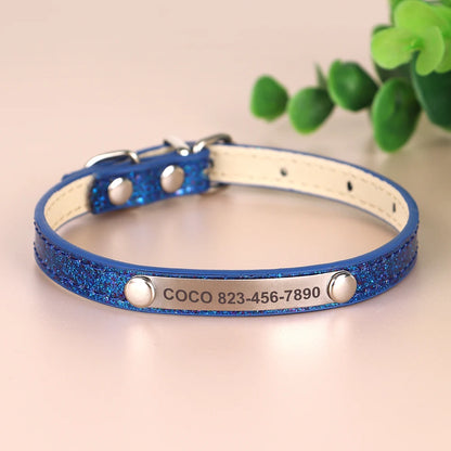 Bling Pet Collar with ID Tag – Personalized Anti-Lost Collar for Cats & Small Dogs