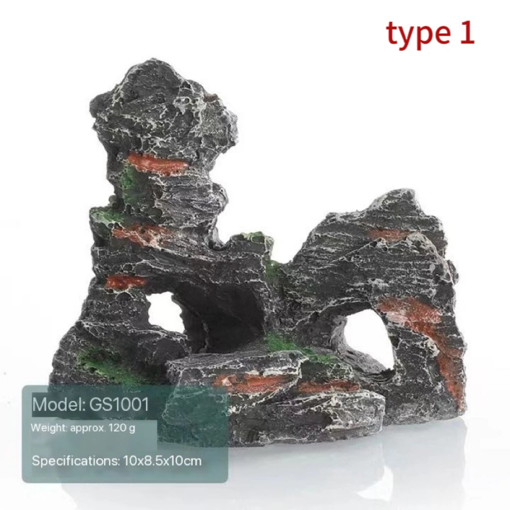 Fish Tank Resin Cave Ornament – Rockery Decoration for Aquarium Landscaping