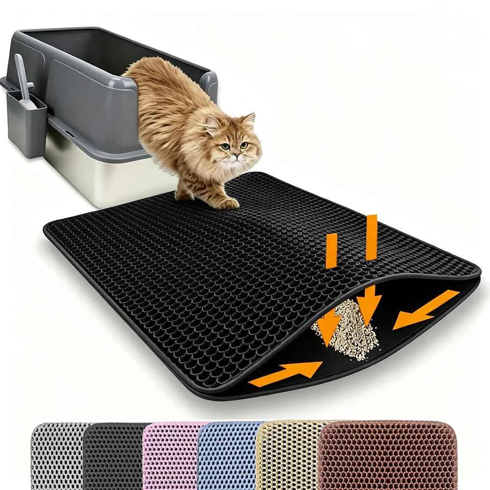 Cat Litter Mat Double Layer Pet Non Slip Big Pet Litter Box Filter MatWear Resistant Waterproof Anti-slip Cat Litter Mat