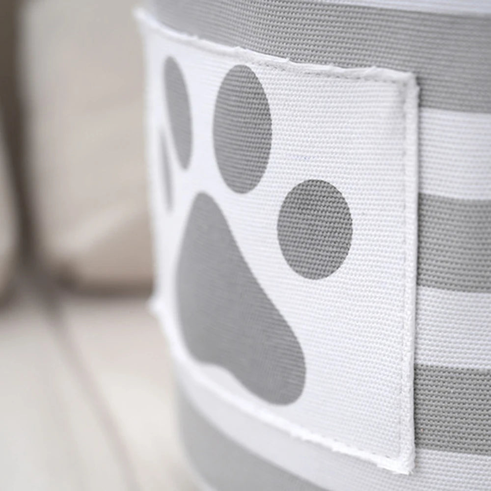 Round Pet Storage Basket – Striped Toy Organizer with Carry Handles