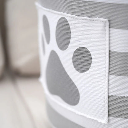 Round Pet Storage Basket – Striped Toy Organizer with Carry Handles
