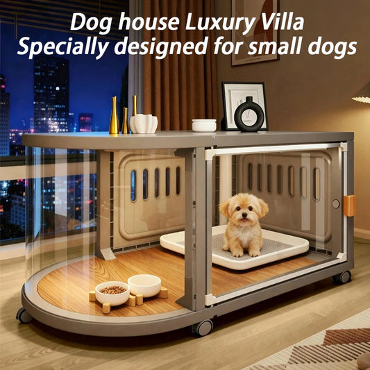 Indoor Special Small Dog Cage Kennel Wheel Luxury Puppy Villa Portable Catnap Dogs Cage Rooms Sleeping Houses Pet Supplies