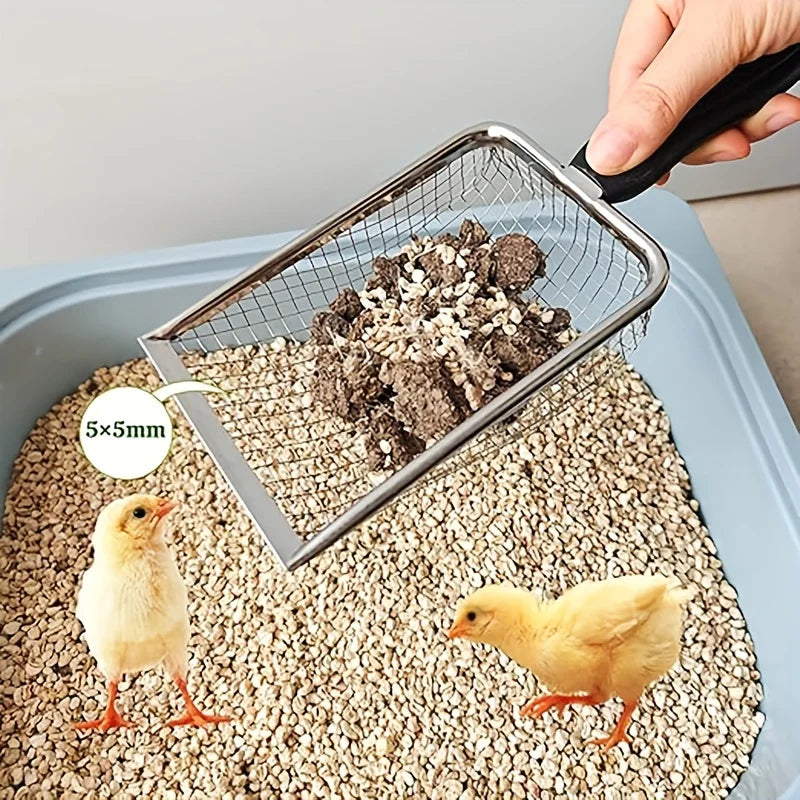 Poultry Coop Litter Scoop – Durable Stainless Steel Mesh Shovel for Easy Cleaning