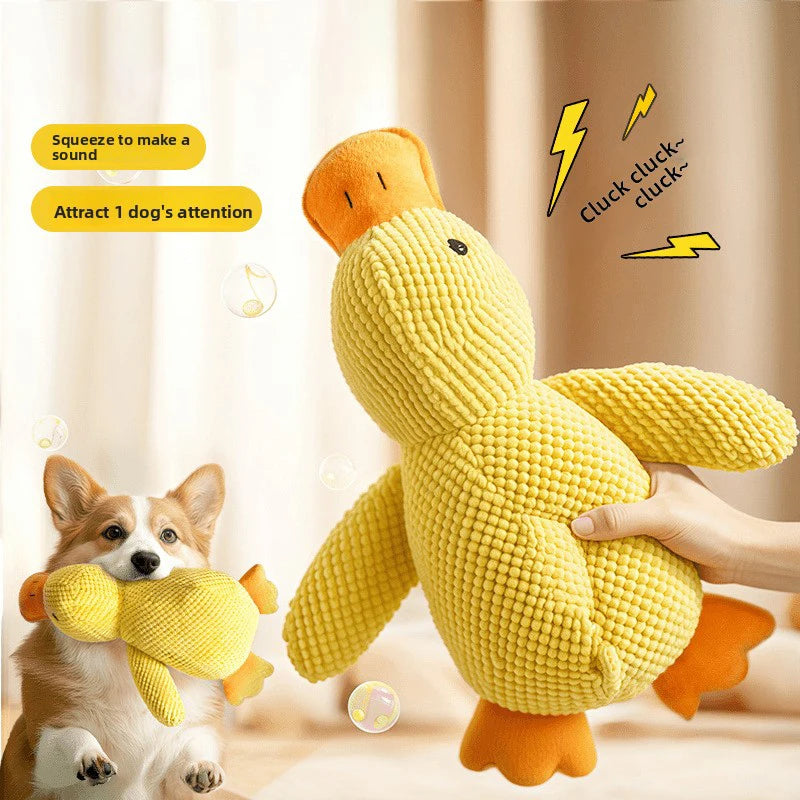 Yellow Duck Dog Toy – Plush Squeaky Chew Toy with Quacking Sound