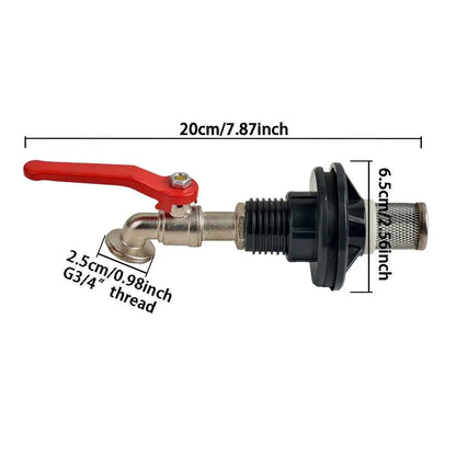 Copper Alloy Faucet with Partition Accessories, PVC Rain Barrel Spigot Kit for Aquarium and Livestock  Drainage Adapter