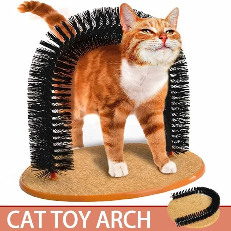 Cat Self-Groomer Arch – Massage Brush & Scratching Pad Toy for Cats
