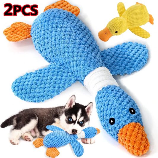 Yellow Duck Dog Toy – Plush Squeaky Chew Toy with Quacking Sound