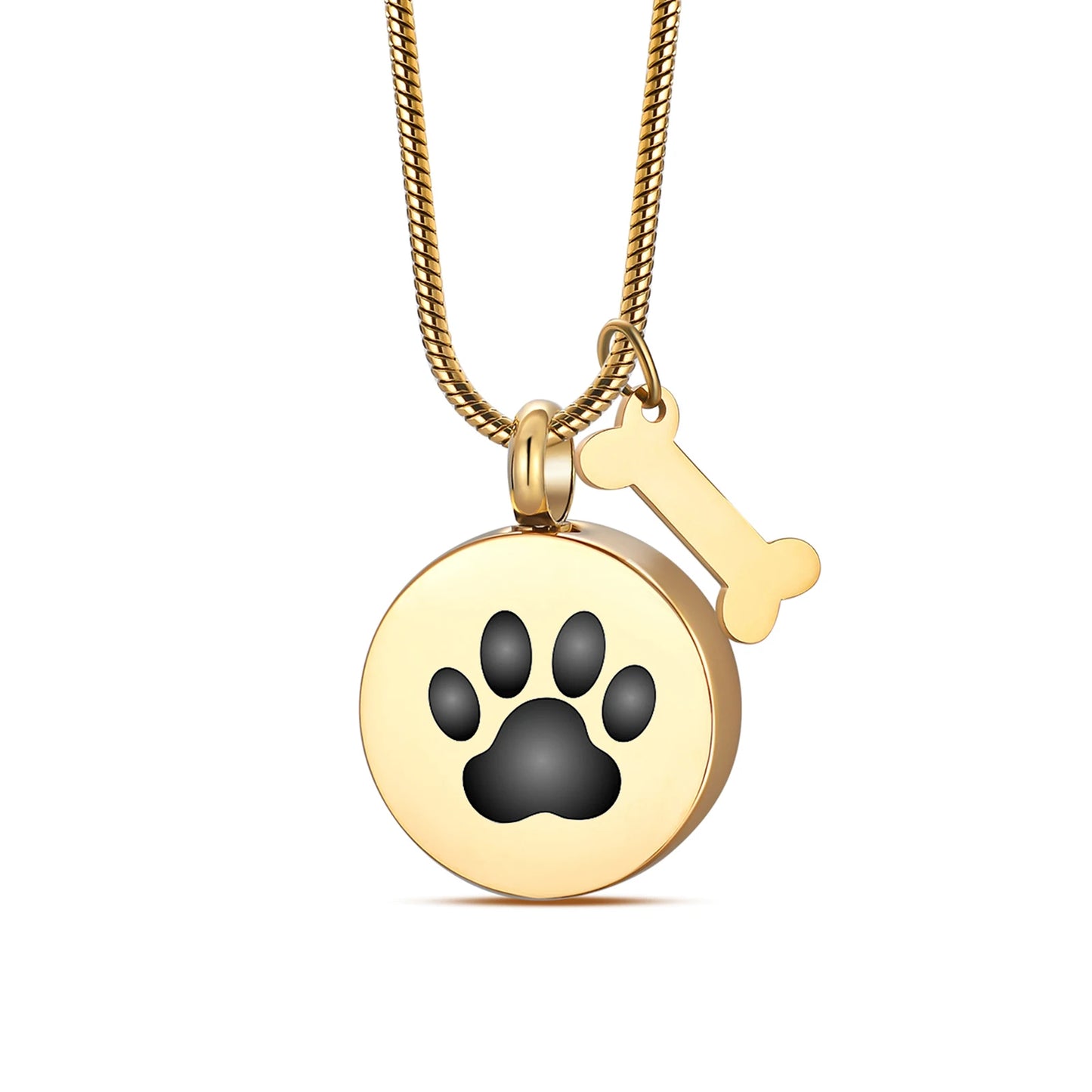 Stainless Steel Ashes Necklace – Custom Paw Print Cremation Keepsake Jewelry