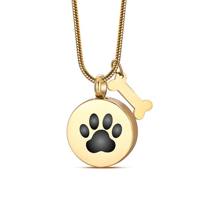 Stainless Steel Ashes Necklace – Custom Paw Print Cremation Keepsake Jewelry