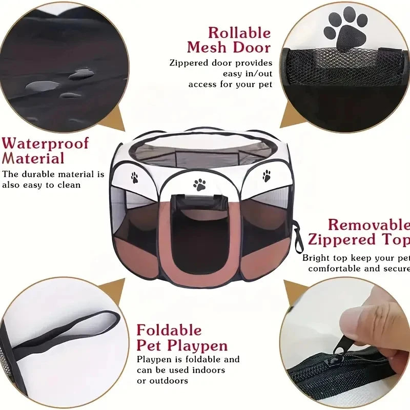 Cat maternity room octagonal pet fence Oxford cloth waterproof and scratch-resistant foldable pet tent cat nest kennel