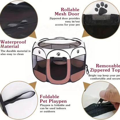 Cat maternity room octagonal pet fence Oxford cloth waterproof and scratch-resistant foldable pet tent cat nest kennel