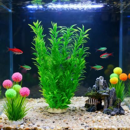 40cm Handmade Aquatic Plant Landscape Green Artificial Aquarium Plant  Fish Tank Decoration Realistic For Home Fish Tank Decor