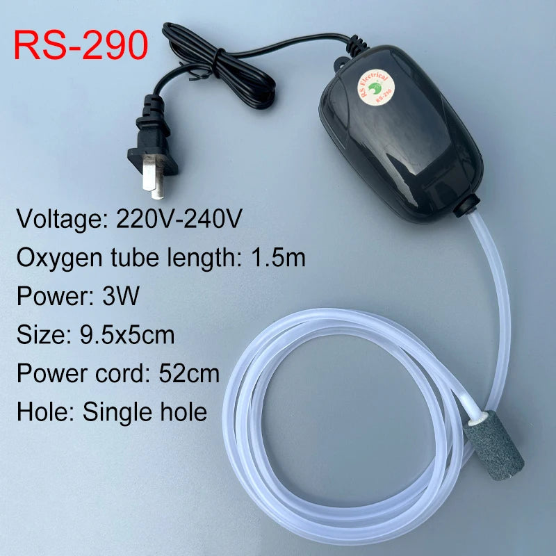Aquarium Oxygen Air Pump Fish Tank Compressor Ultra Silent Oxygenator Bubble Aerator Portable Aquarium Accessories 220V 3W 5W
