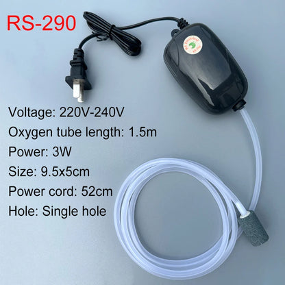 Aquarium Oxygen Air Pump Fish Tank Compressor Ultra Silent Oxygenator Bubble Aerator Portable Aquarium Accessories 220V 3W 5W