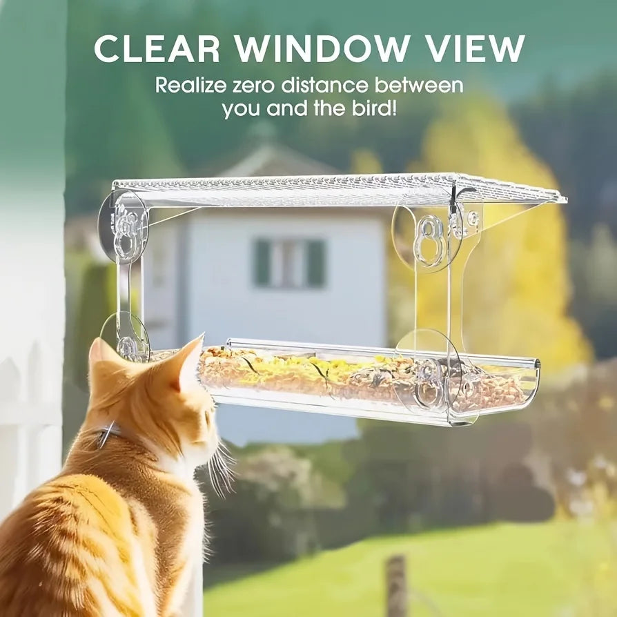 Heavy-Duty Window Bird Feeder – Removable Tray with Strong Suction Hooks