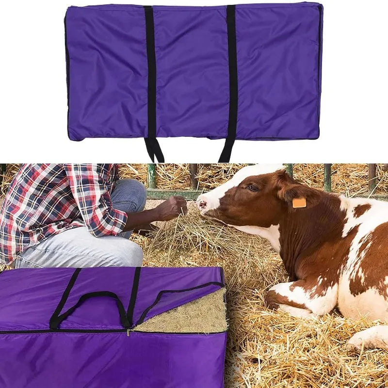 Zippered Waterproof Hay Bale Storage Bag, Large Hay Bale Tote, Foldable and Portable Hay Bale Bag for Horses and Livestock