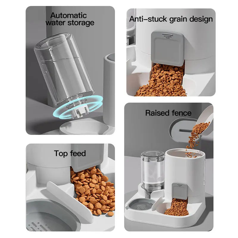 Spill-Proof Pet Feeder – Automatic Gravity Food & Water Station for Cats and Dogs