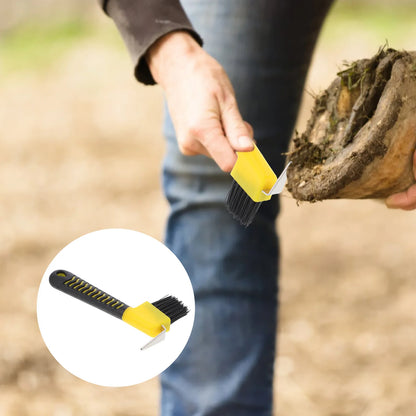 Stainless Steel Hoof With Brush Comfortable Grip Horse Hoof Durable Nylon Bristle Horse Grooming Tools Hoof Cleaning