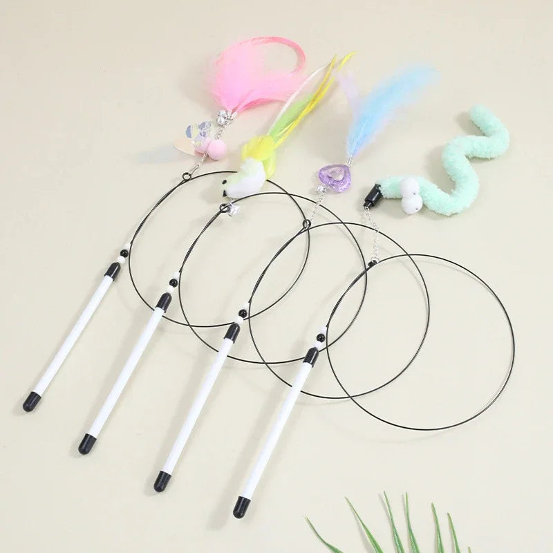 Cat Feather Teaser – Extendable Play Wand with Bell for Exercise & Fun