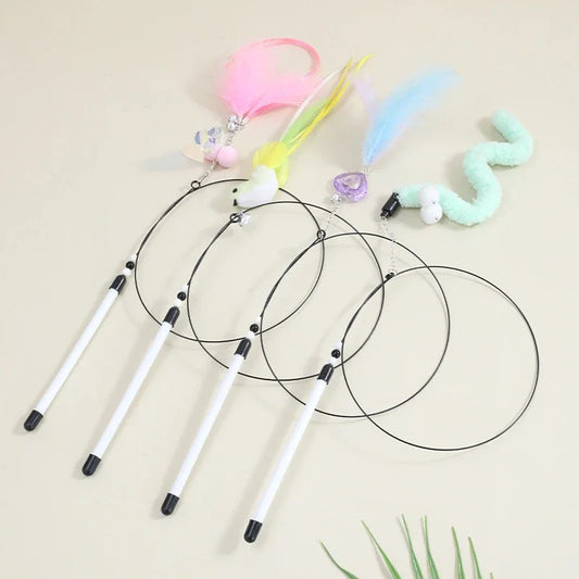 Cat Feather Teaser – Extendable Play Wand with Bell for Exercise & Fun