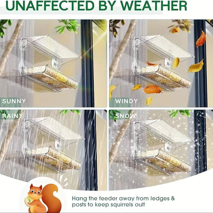 Heavy-Duty Window Bird Feeder – Removable Tray with Strong Suction Hooks