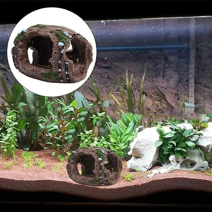 Fish Tank Landscape Ornament – Simulation Wine Barrel Cave Decoration