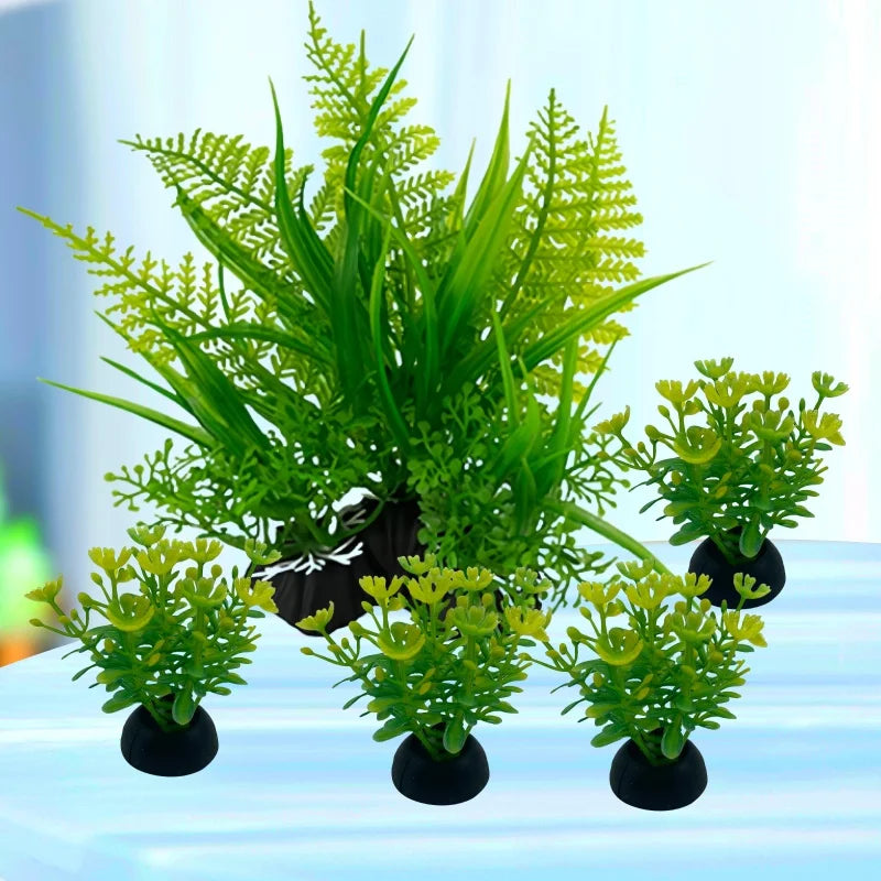 Fish Tank Plastic Plants – Simulation Aquarium Grass Ornaments (5PCS)