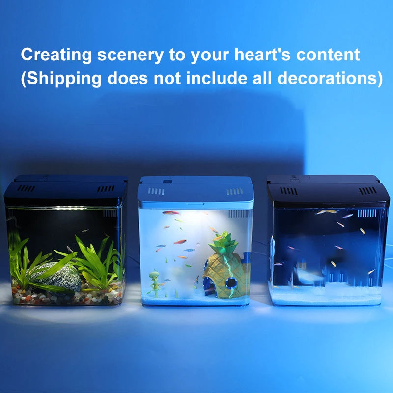Desktop Goldfish Tank – Mini Aquarium with Back Filter Circulation System