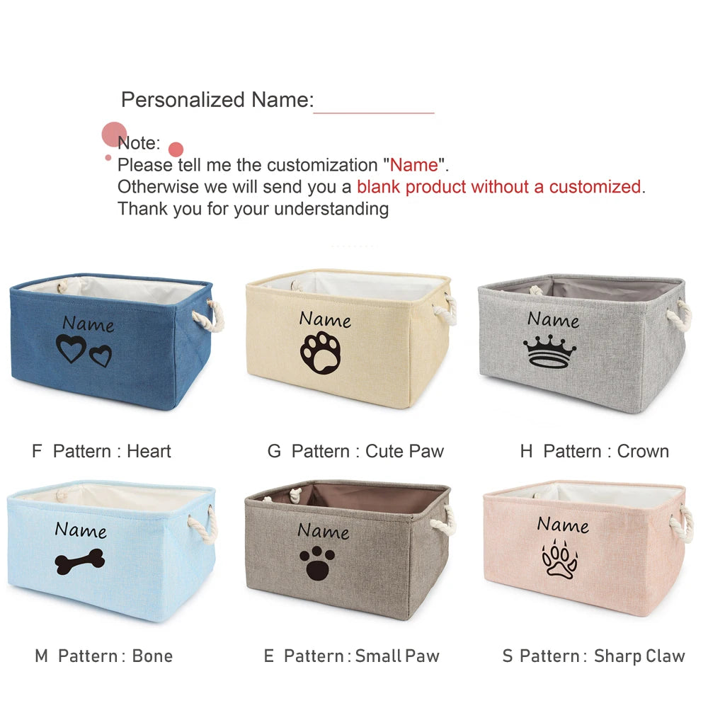 Custom Pet Storage Box – Dog Paw Basket for Toys, Clothes & Accessories