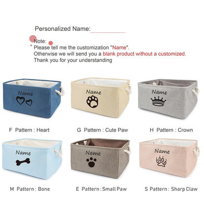 Custom Pet Storage Box – Dog Paw Basket for Toys, Clothes & Accessories