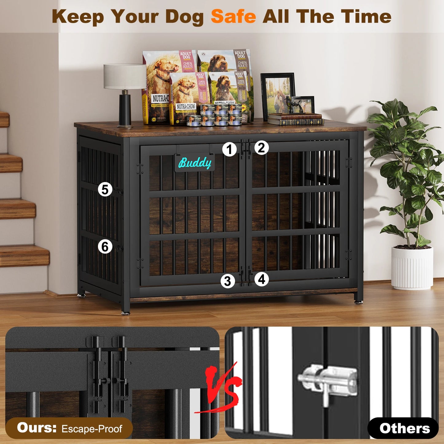 Dog Kennel Furniture with Casters – Multi-Use TV Stand & Side Table Crate