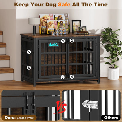 Dog Kennel Furniture with Casters – Multi-Use TV Stand & Side Table Crate