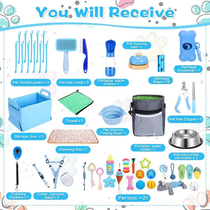 All-in-One Puppy Care Kit – 65PCS Small Dog Essentials & Accessories Set